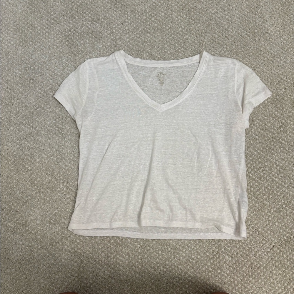 J. Crew White V-Neck Short Sleeve Tee